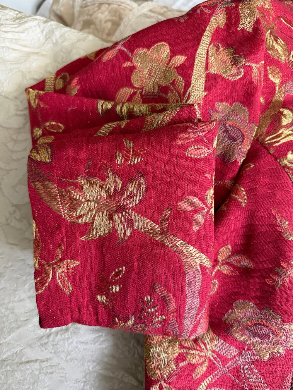 VINTAGE Chicos gold red plum Asian jacket size Medium 8-10 - Picture 5 of 16